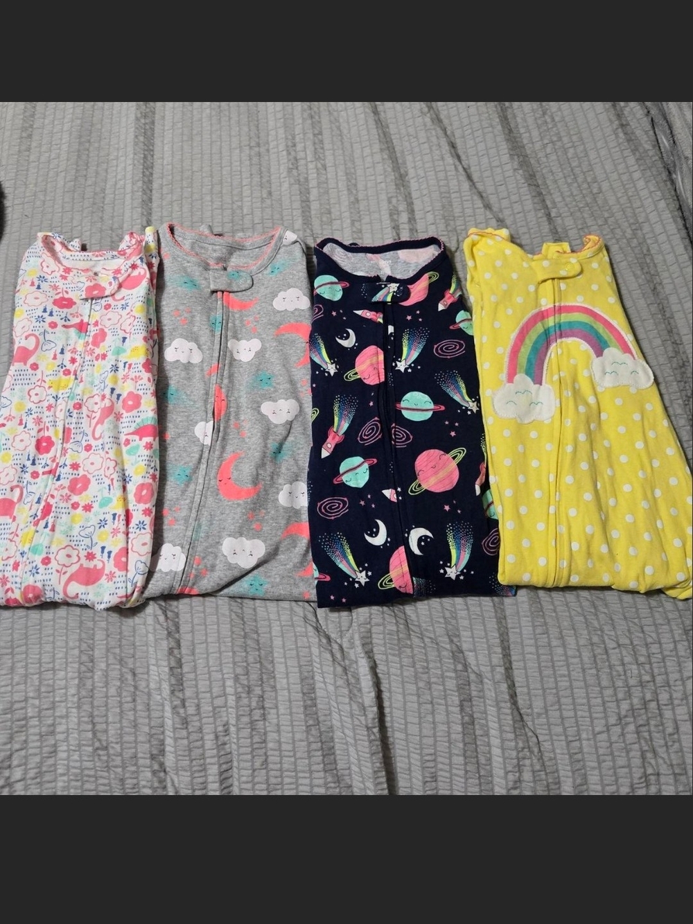 Carter's Multicolor Kids Zip Footless Pajamas — Yellow, Navy, Gray, Pink Etc.